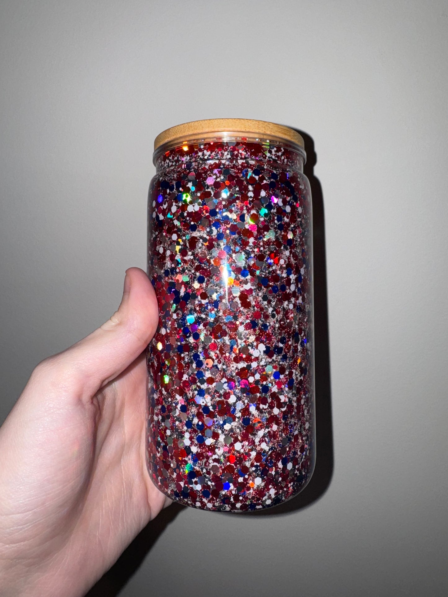 Red, White & Sparkle Snowglobe Tumbler - Ready To Ship