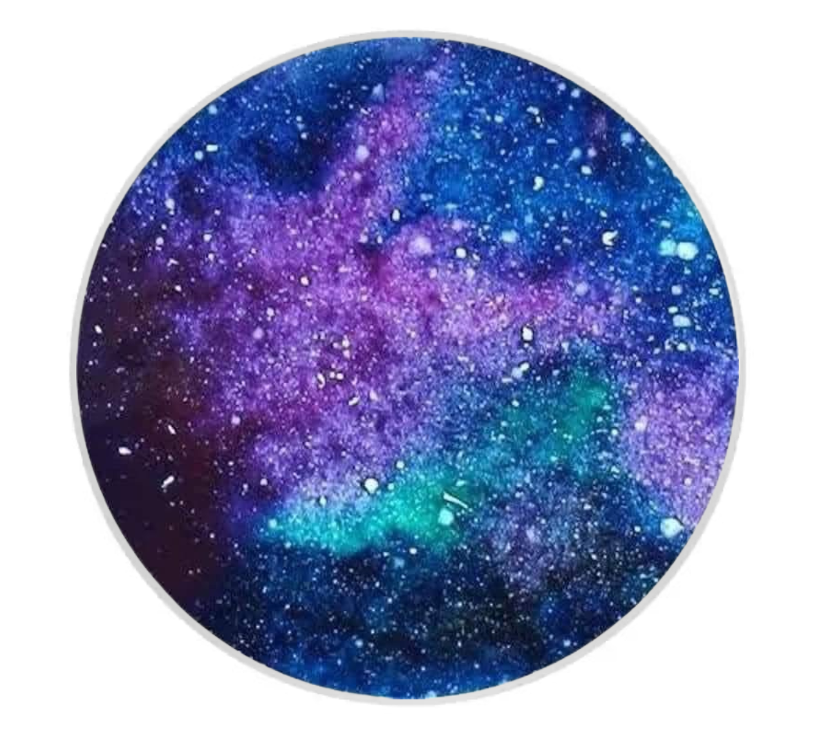 Round coaster with a galaxy design on a white background