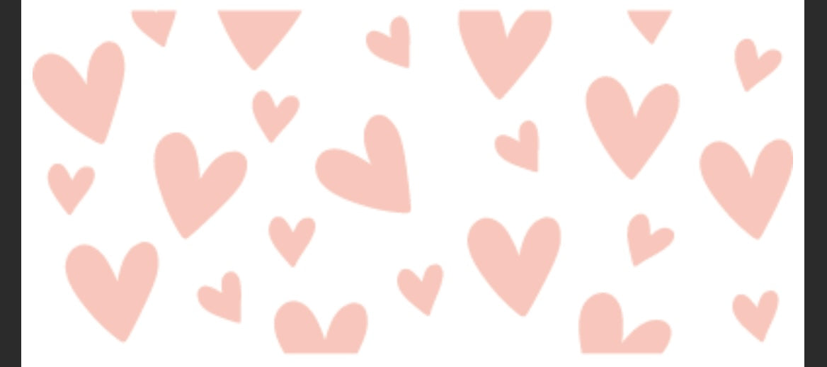 A image showing a pattern of pink hearts on a white background.