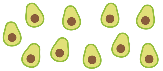 Illustration of sliced avocados on a white background
