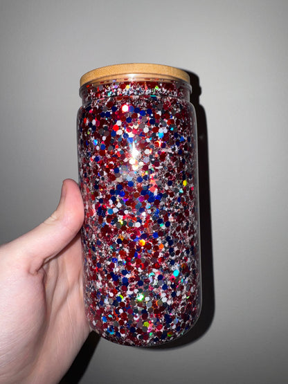 Red, White & Sparkle Snowglobe Tumbler - Ready To Ship