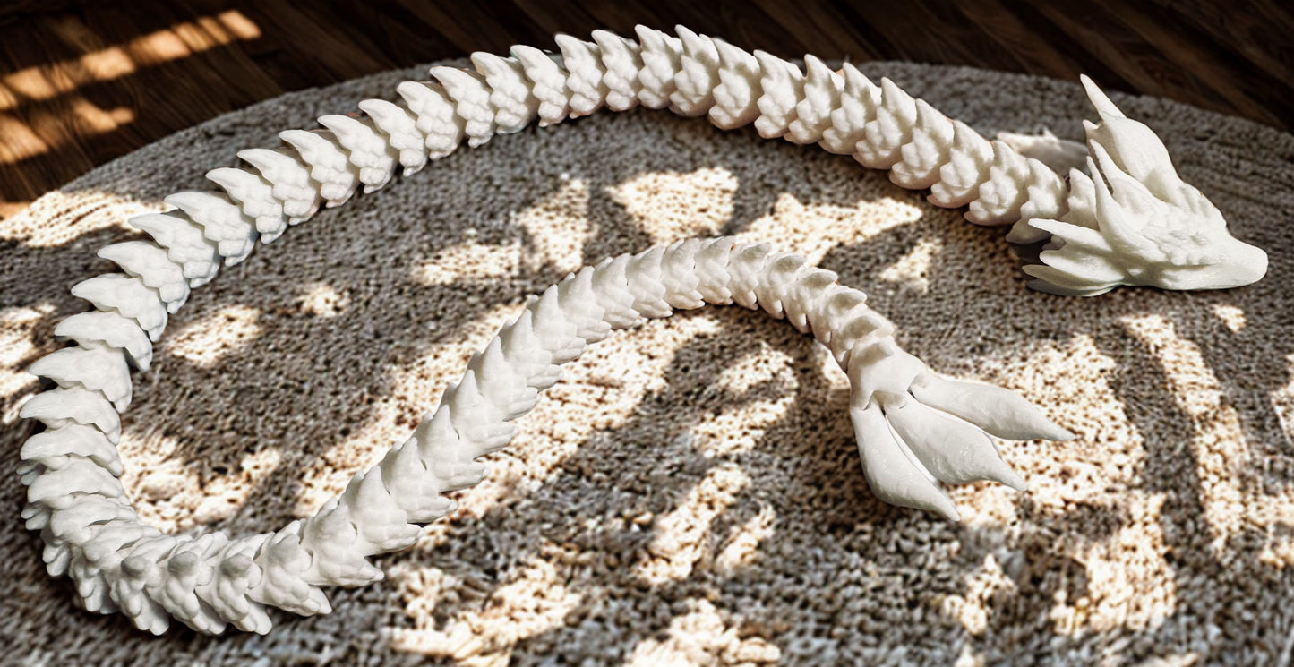 Articulated Fantasy White Snake – 3D Printed Collectible