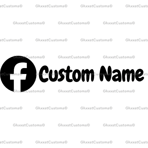 Black FB logo with 'Custom Name' text on a white background