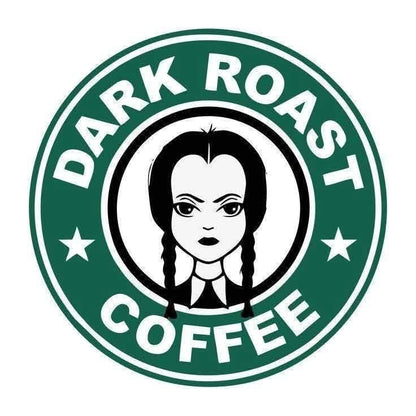 Dark Roast Coffee logo with a stylized face in the center