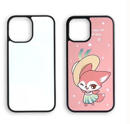 Phone case with a cute fox design on a pink background
