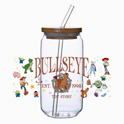 Clear tumbler with your favorite cartoon horse surrounded by his friends cup wrap on a white background