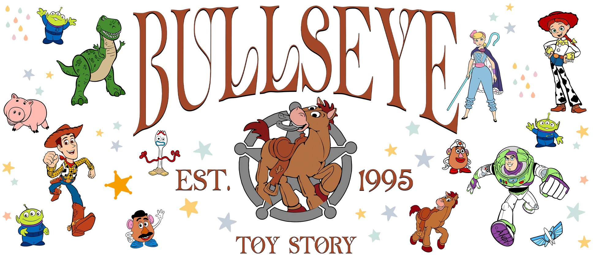 Everyone’s favorite cartoon horse surrounded by his friends and stars