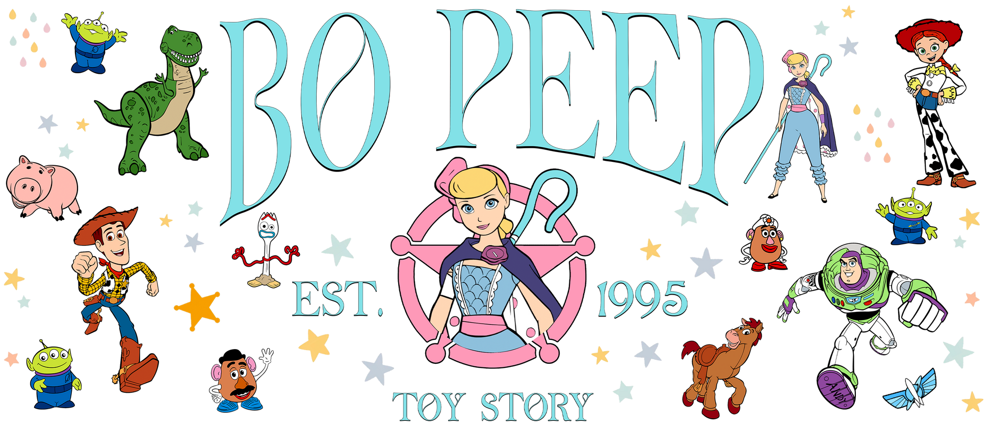 Cartoon characters with your favorite shepherdess.