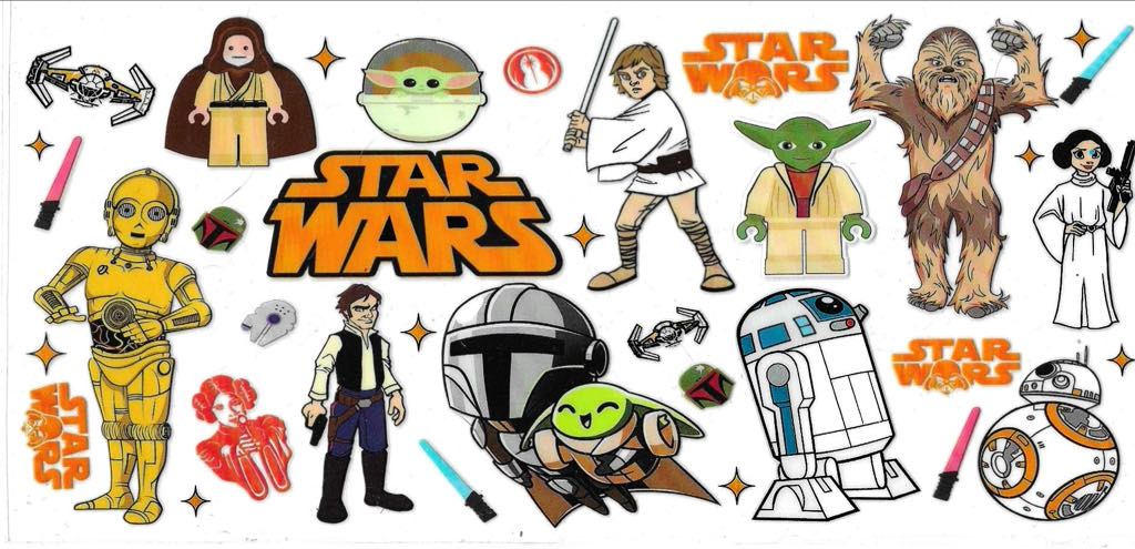 Cartoon illustrations of galactic characters on a white background