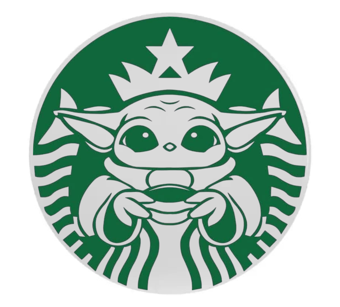 Coffee logo with a galactic creature on a white background