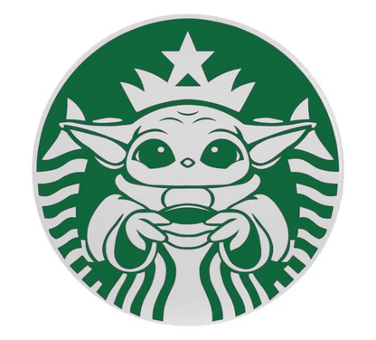 Coffee logo with a galactic creature on a white background