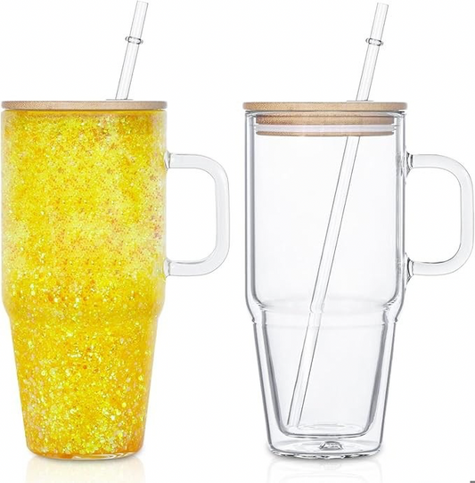 32oz Glass Snowglobe Tumbler