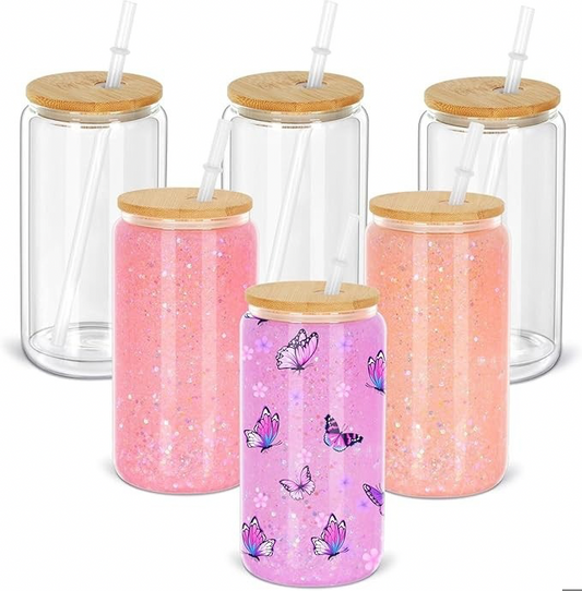 16oz Glass Snowglobe Tumbler