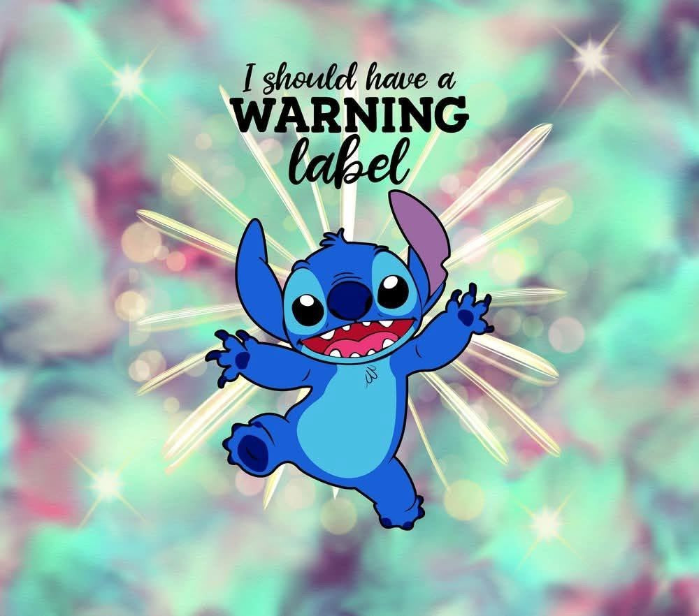 Cartoon character with text 'I should have a warning label' on a colorful background