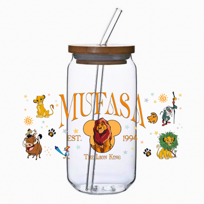 Clear tumbler with the King Of The Jungle design on a white background