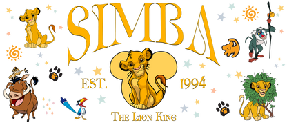 Cartoon depiction of the majestic lion with various characters and elements.