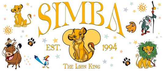 Cartoon depiction of the majestic lion with various characters and elements.