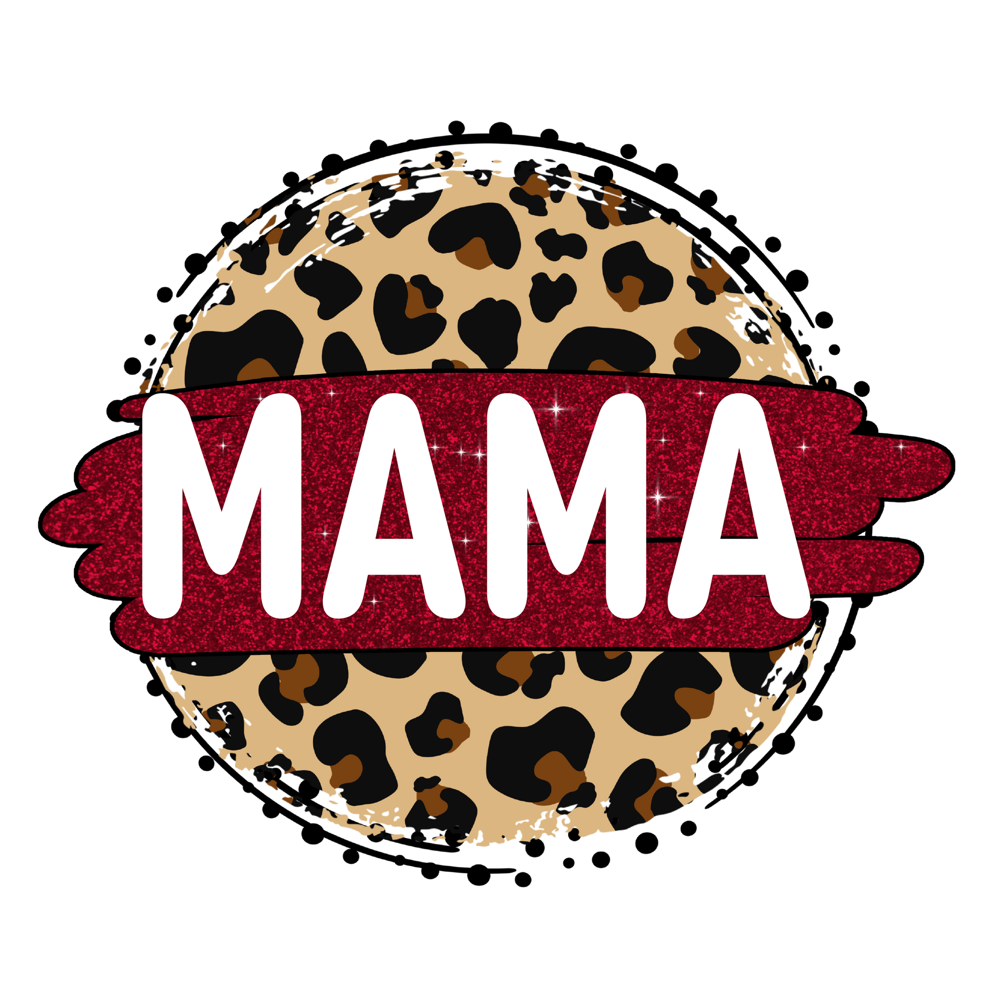 Leopard print design with 'MAMA' text on a white background