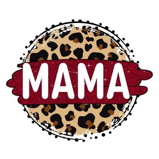 Leopard print design with 'MAMA' text on a white background