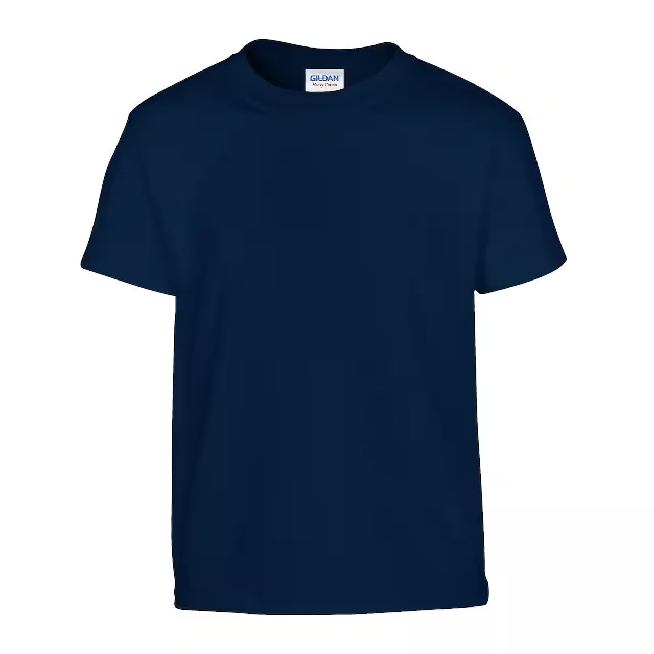 Navy blue t-shirt on a white background
