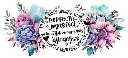 Floral design with motivational quote on a white background