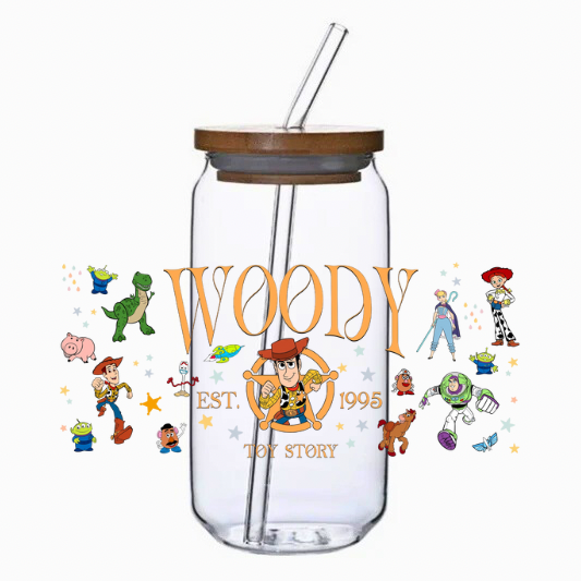 Clear tumbler with straw featuring rodeo sheriff with his partners on a white background