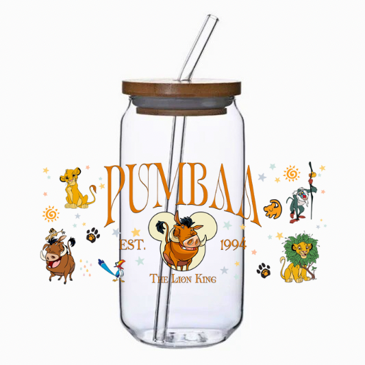 Clear tumbler with the silly hog design and straw on a white background