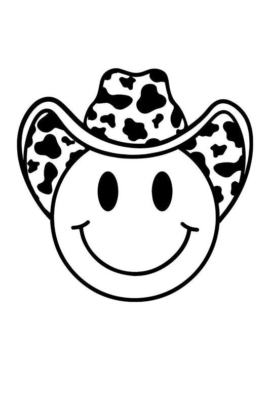 Smiley face with a cowboy hat on a white background