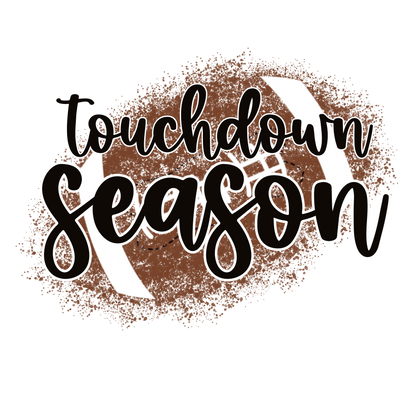 Text 'Touchdown Season' with a football graphic on a white background