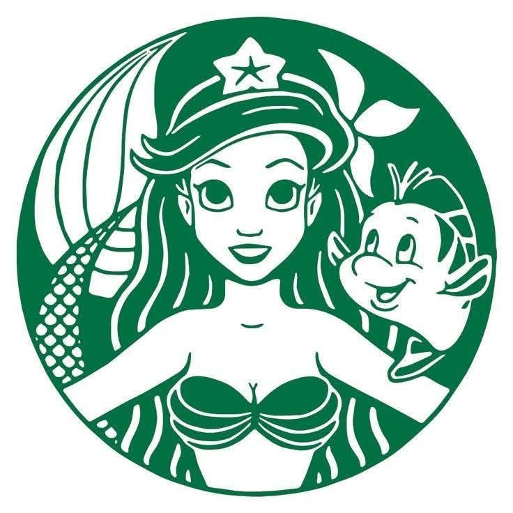 Mermaid character with a fish inside a coffee logo