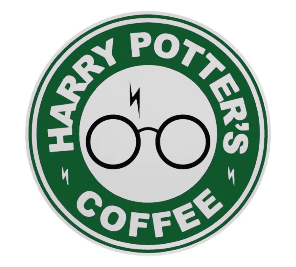 Circular coaster with wizard character and a lightning symbol on a white background